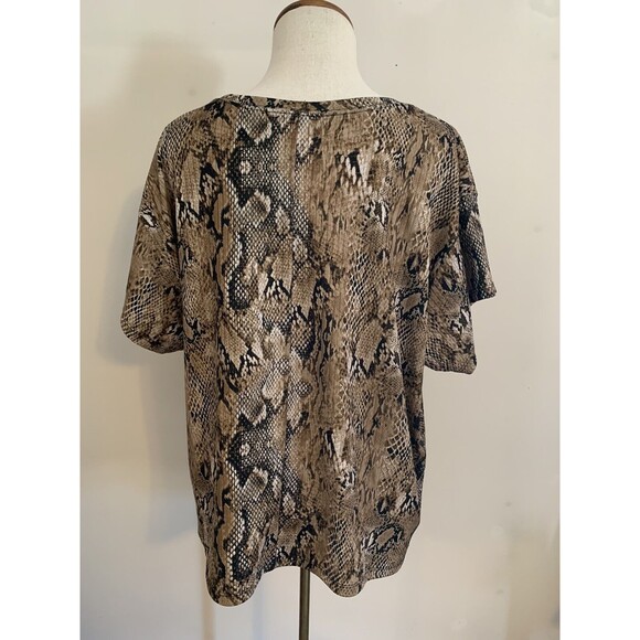 Torrid Top Womens 2 Brown Snake Skin Animal Print Boxy Pullover Blouse - Picture 2 of 8
